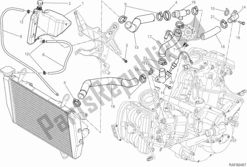 All parts for the Cooling Circuit of the Ducati Multistrada 1200 ABS USA 2013